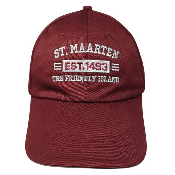 St. Maarten The Friendly Island Strapback Hat Red One Size Adjustable - Picture 1 of 8